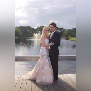 White and Cream Paparazzi Prom Dress